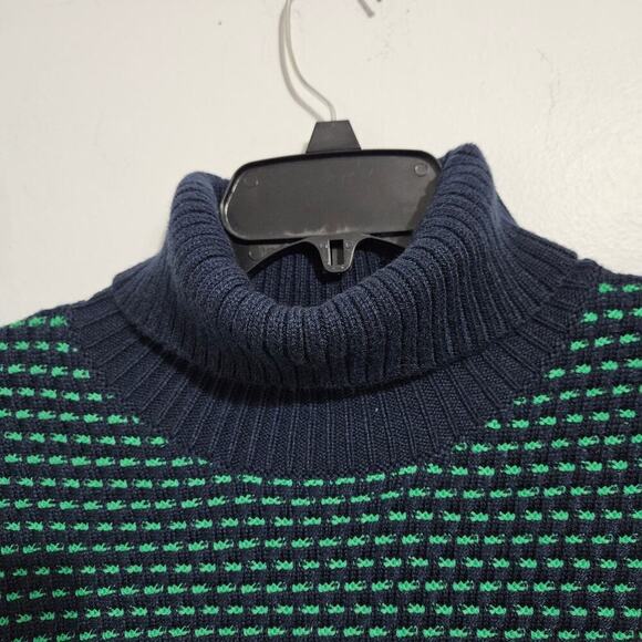 NWT! J. Crew Textured Navy/Green Turtleneck Womens Sweater. Size Large. - Picture 3 of 7